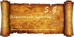 Simonovics Gyárfás névjegykártya
